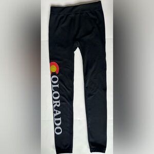 Colorado Graphic Lounge Fleece Lined Leggings Black Size S/M Inseam 27”
